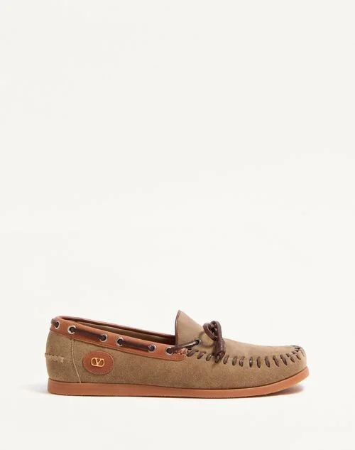 Valentino Garavani Palm Avenue Crust Leather Boat Shoe