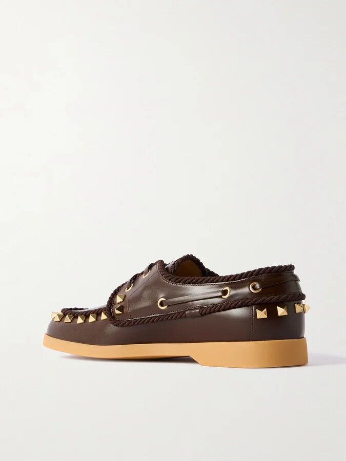 Valentino Garavani - Palm Avenue Studded Leather Loafers - Brown - Image 3