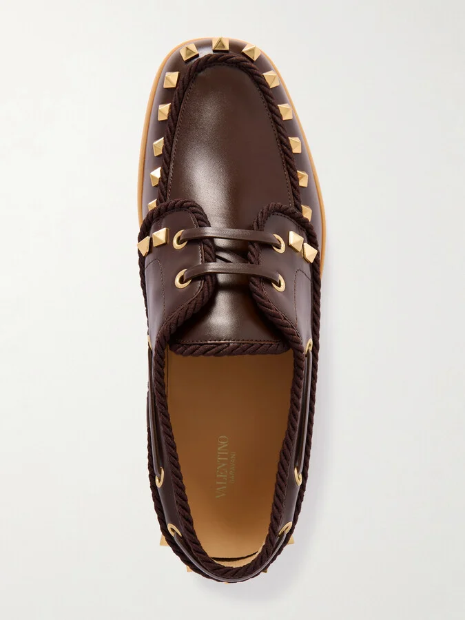 Valentino Garavani - Palm Avenue Studded Leather Loafers - Brown - Image 5