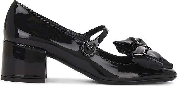 Valentino Garavani Patent Bow Jane 50 Mary Jane Pump in Black