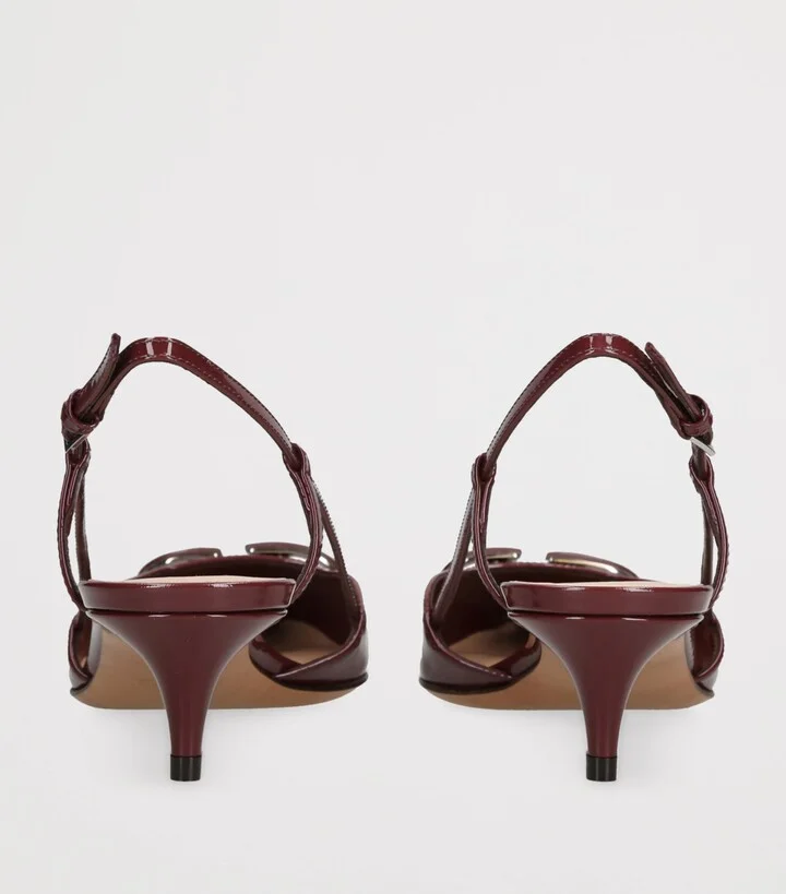 Valentino Garavani Patent Leather VLogo Slingback Pumps 40 - Image 2