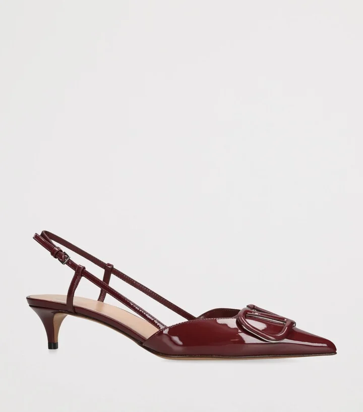 Valentino Garavani Patent Leather VLogo Slingback Pumps 40 - Image 3