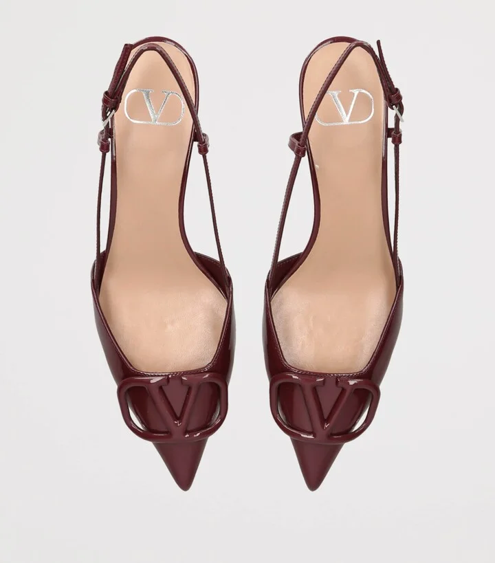 Valentino Garavani Patent Leather VLogo Slingback Pumps 40 - Image 4