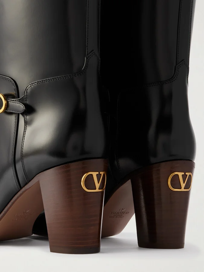 Valentino Garavani - Pattie 75 Buckle-embellished Leather Boots - Black - Image 4