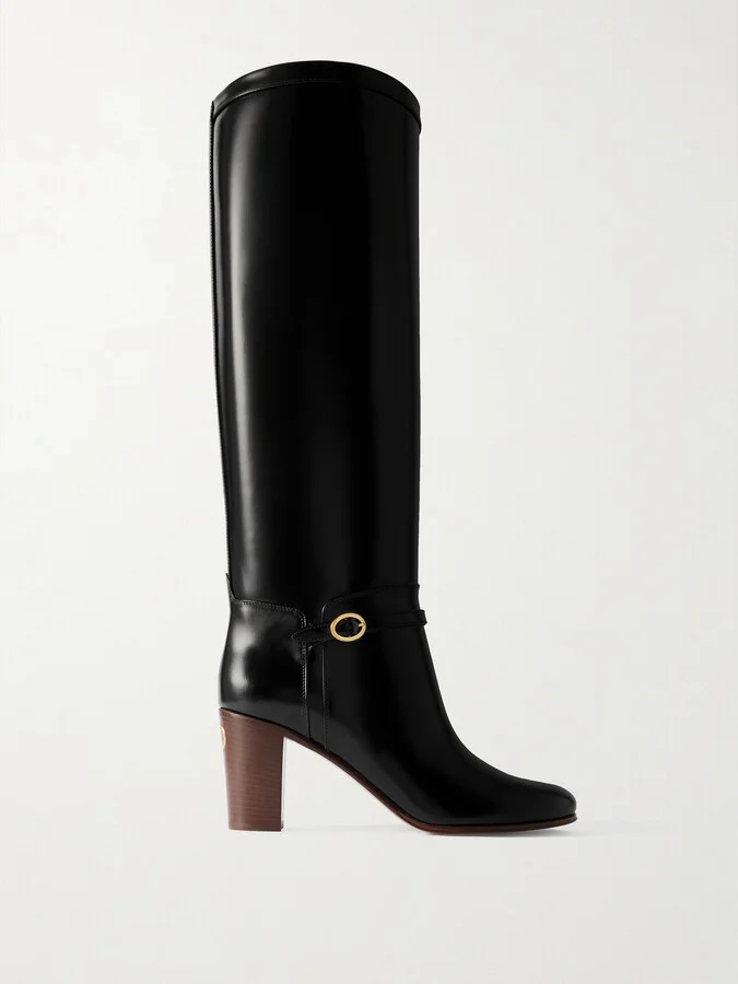 Valentino Garavani - Pattie 75 Buckle-embellished Leather Boots - Black