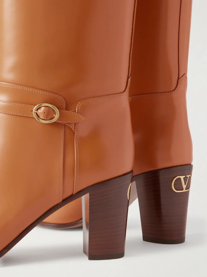 Valentino Garavani - Pattie 75 Buckle-embellished Leather Boots - Brown - Image 4