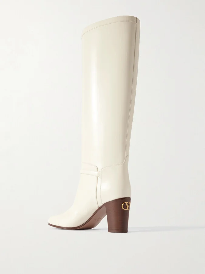 Valentino Garavani - Pattie 75 Buckle-embellished Leather Boots - Ivory - Image 3