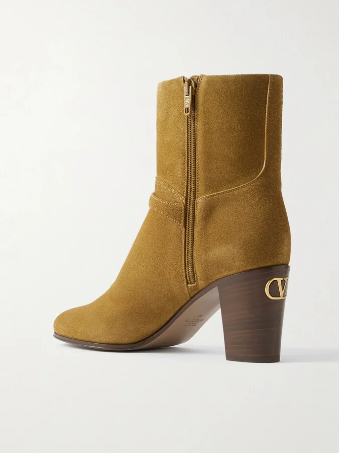 Valentino Garavani - Pattie 75 Buckle-embellished Suede Ankle Boots - Brown - Image 3