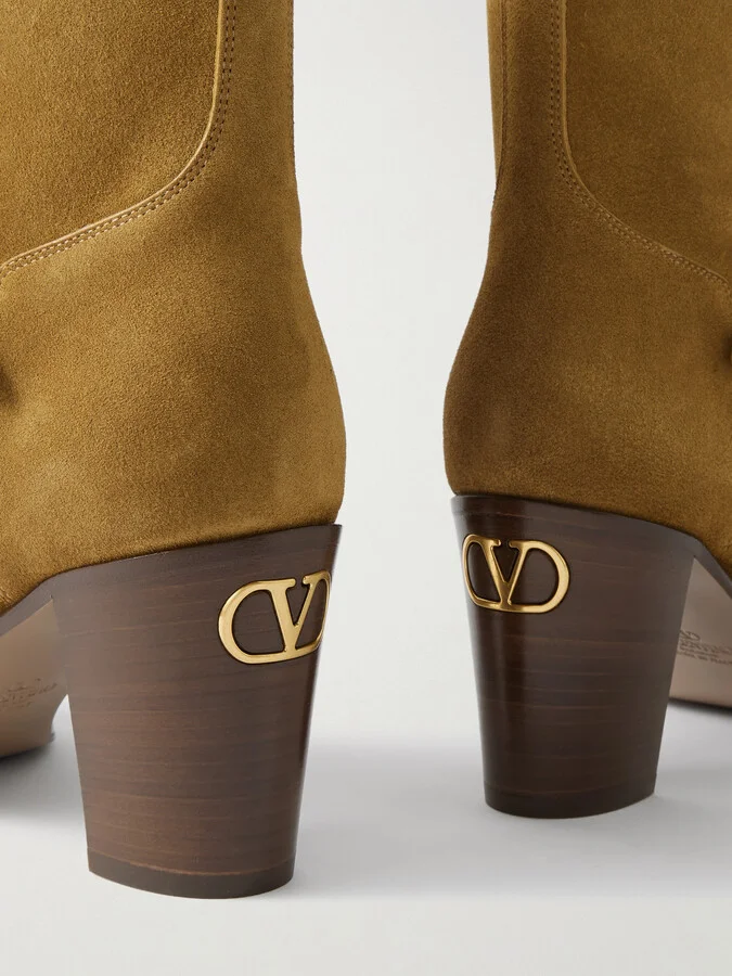 Valentino Garavani - Pattie 75 Buckle-embellished Suede Ankle Boots - Brown - Image 4