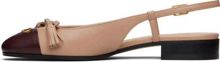 Valentino Garavani Pink & Burgundy Valet Du Roi Slingback Ballerina Flats - Image 3