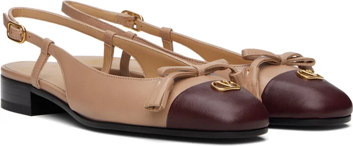Valentino Garavani Pink & Burgundy Valet Du Roi Slingback Ballerina Flats - Image 4
