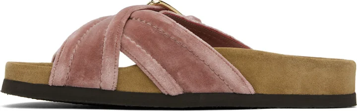 Valentino Garavani Pink Fussfriend Velvet Sandals - Image 3
