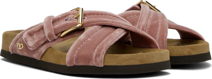 Valentino Garavani Pink Fussfriend Velvet Sandals - Image 4