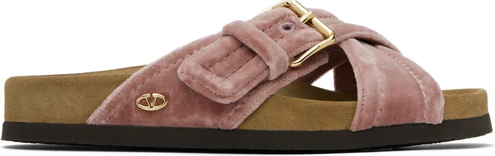Valentino Garavani Pink Fussfriend Velvet Sandals