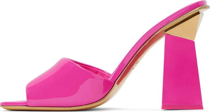 Valentino Garavani Pink One Stud Hyper Heeled Sandals - Image 3