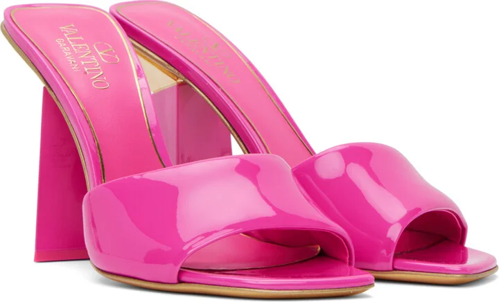 Valentino Garavani Pink One Stud Hyper Heeled Sandals - Image 4
