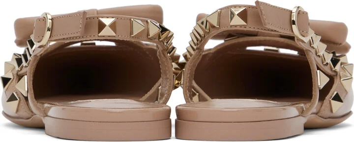 Valentino Garavani Pink Rockstud Bow Slingback Ballerina Flats - Image 2