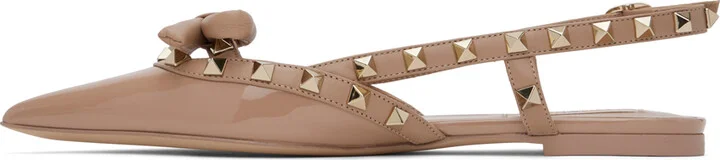 Valentino Garavani Pink Rockstud Bow Slingback Ballerina Flats - Image 3