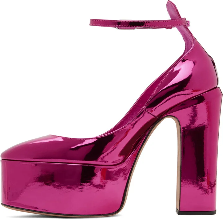 Valentino Garavani Pink Tan-Go 155 Platform Pumps - Image 3