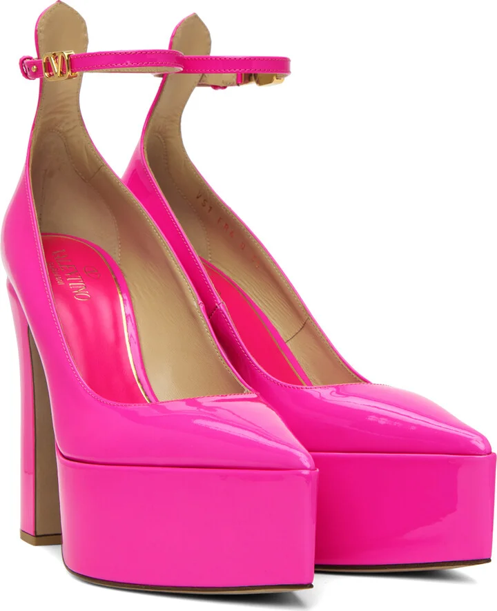 Valentino Garavani Pink Tan-Go Platform Heels - Image 4