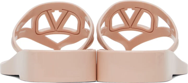 Valentino Garavani Pink VLogo Signature Rubber Thong Sandals - Image 2