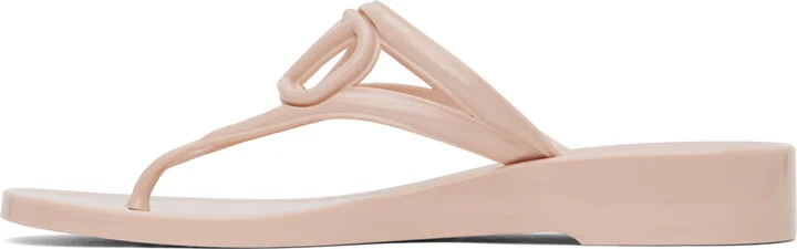 Valentino Garavani Pink VLogo Signature Rubber Thong Sandals - Image 3