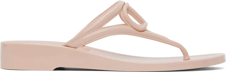 Valentino Garavani Pink VLogo Signature Rubber Thong Sandals