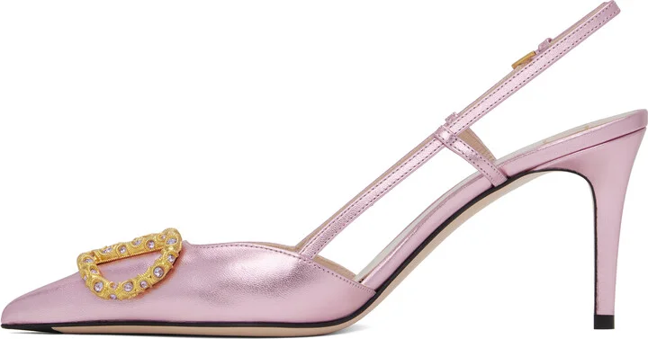 Valentino Garavani Pink VLogo Signature Slingback Heels - Image 3