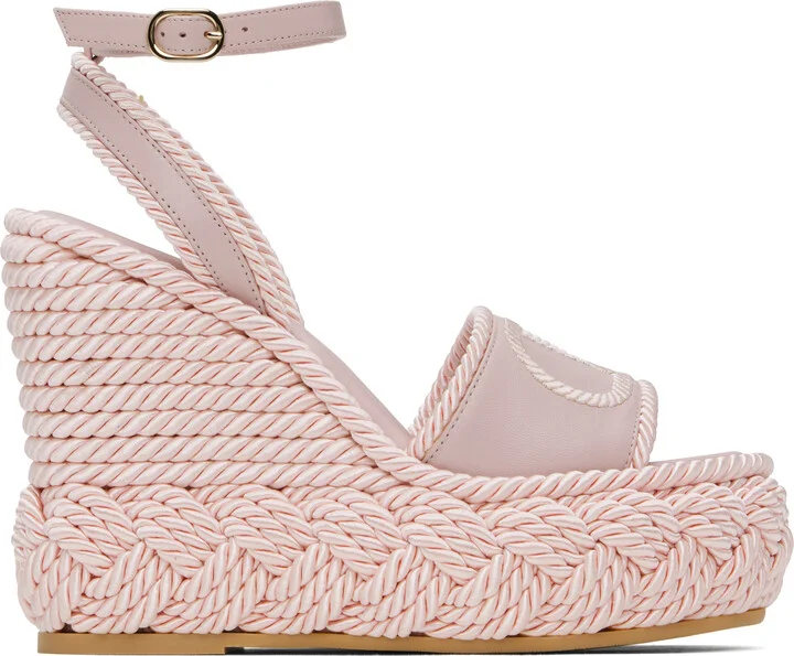 Valentino Garavani Pink VLogo Torchon Wedge Sandals