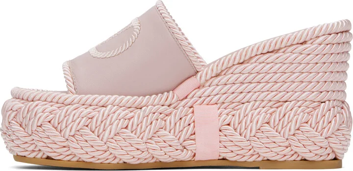 Valentino Garavani Pink VLogo Torchon Wedge Slide Sandals - Image 3