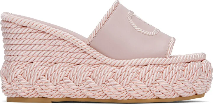 Valentino Garavani Pink VLogo Torchon Wedge Slide Sandals