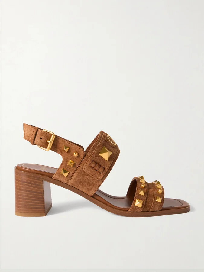 Valentino Garavani - Plaster Caster 60 Studded Suede Slingback Sandals - Brown