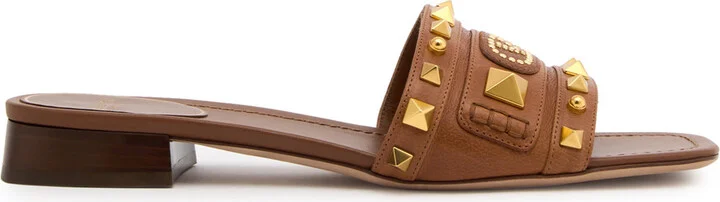 Valentino Garavani Plaster Caster Embellished Leather Sliders