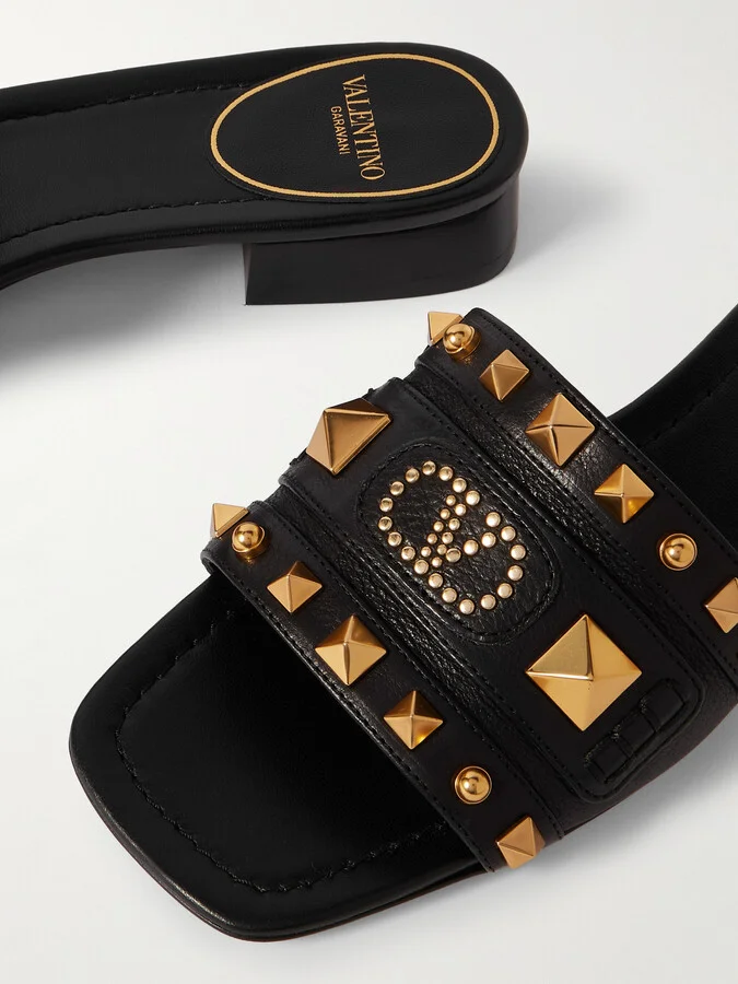 Valentino Garavani - Plaster Caster Studded Leather Slides - Black - Image 4