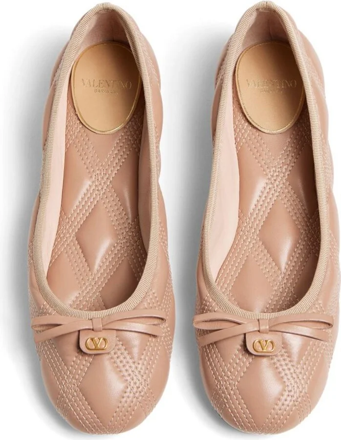 Valentino Garavani Quiltie 67 Leather Ballet Flats - Image 3