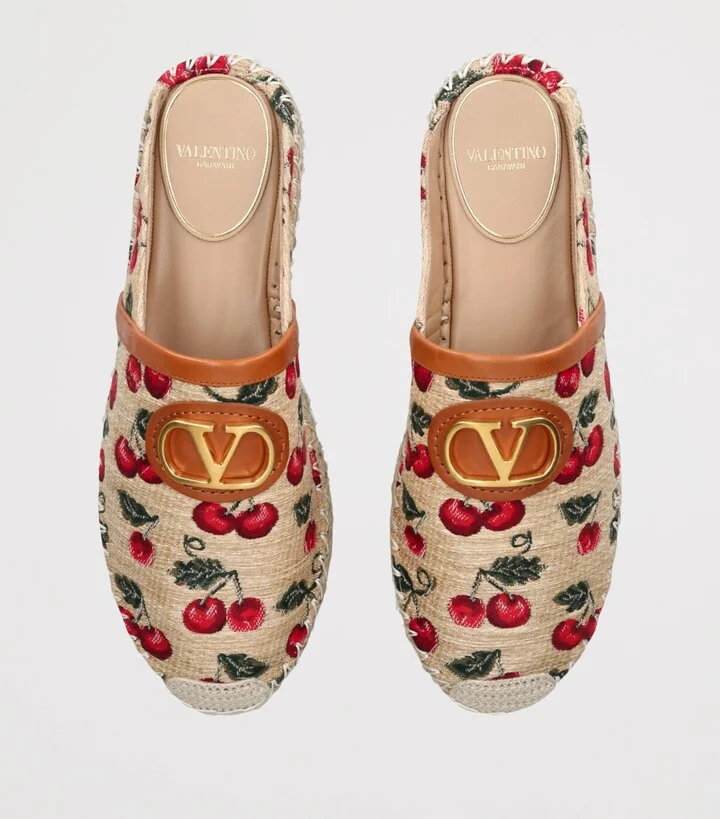 Valentino Garavani Raffia Cherryfic Espadrille Mules - Image 4