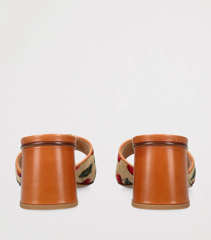 Valentino Garavani Raffia VLogo Cherry Heleed Mules 60 - Image 2