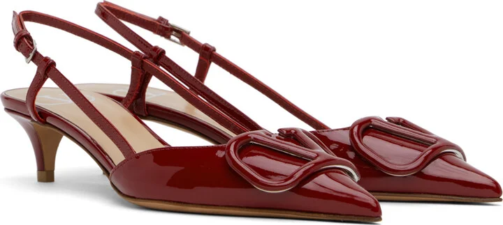 Valentino Garavani Red VLogo Signature Slingback Heels - Image 4