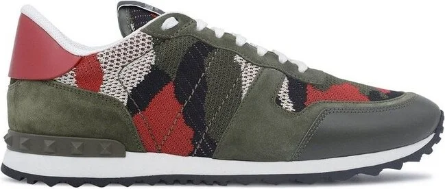 Valentino Garavani Rockrunner Camouflage Lace-Up Sneakers
