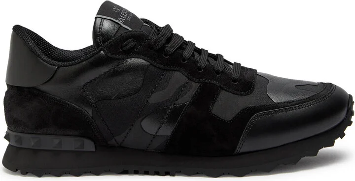 Valentino Garavani Rockrunner Camouflage Panelled Leather Sneakers