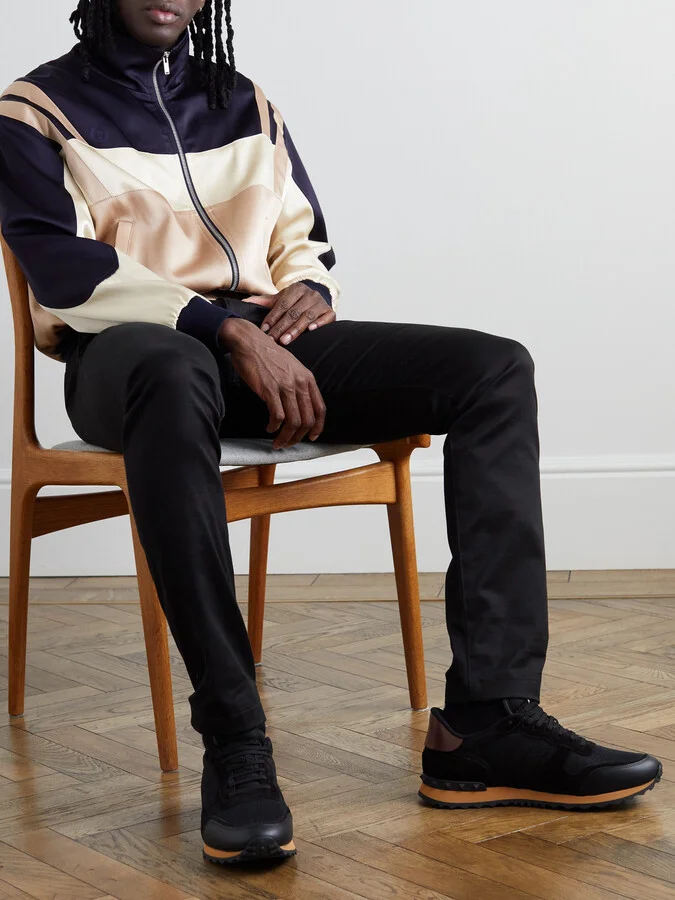 Valentino Garavani Rockrunner Suede, Leather and Mesh Sneakers - Image 2