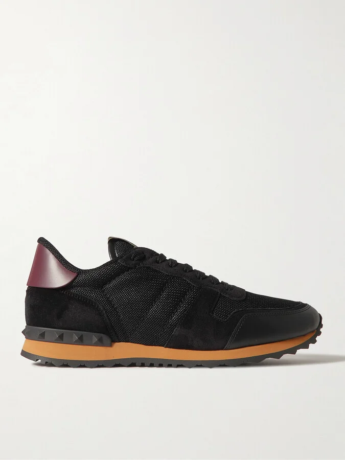 Valentino Garavani Rockrunner Suede, Leather and Mesh Sneakers
