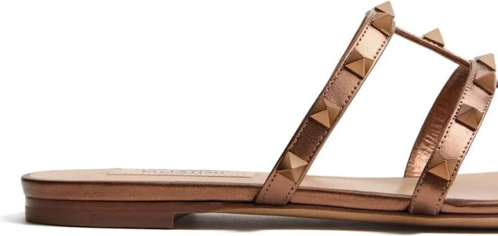 Valentino Garavani Rockstu Leather Flat Sandals - Image 2
