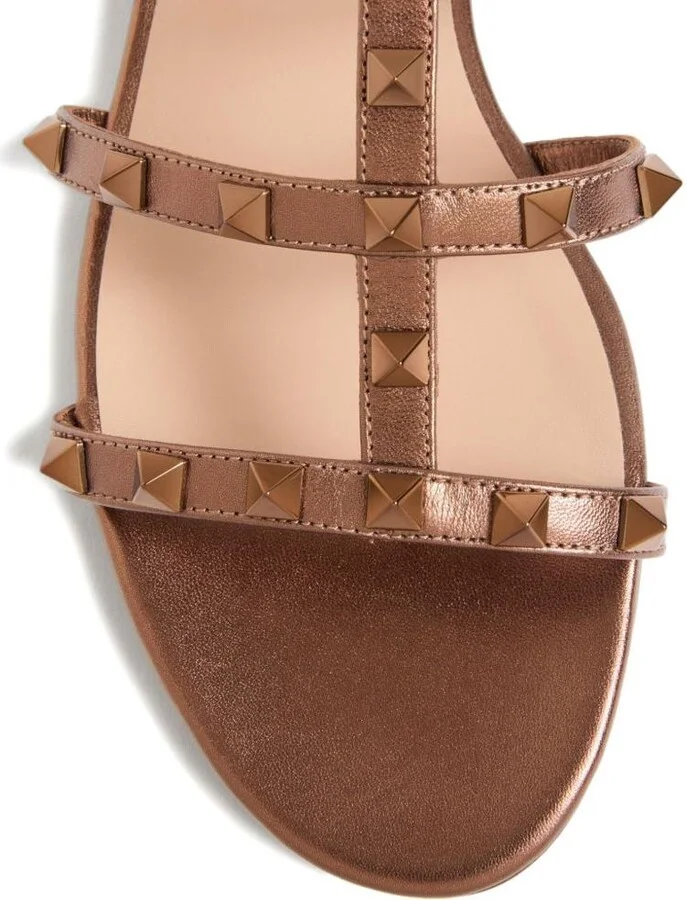 Valentino Garavani Rockstu Leather Flat Sandals - Image 4