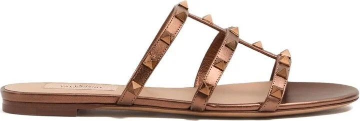 Valentino Garavani Rockstu Leather Flat Sandals