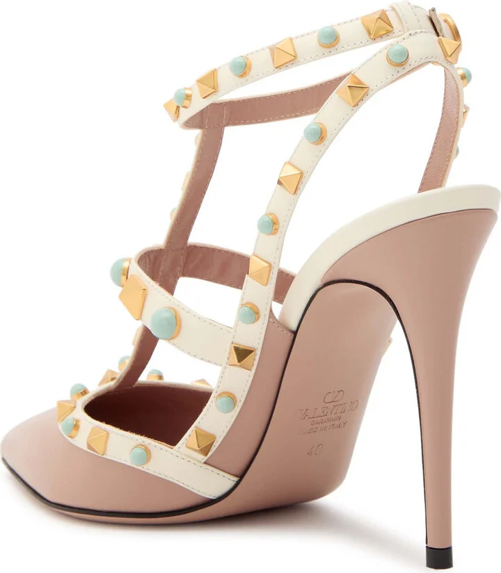 Valentino Garavani Rockstud 100 Embellished Leather Pumps - Image 2