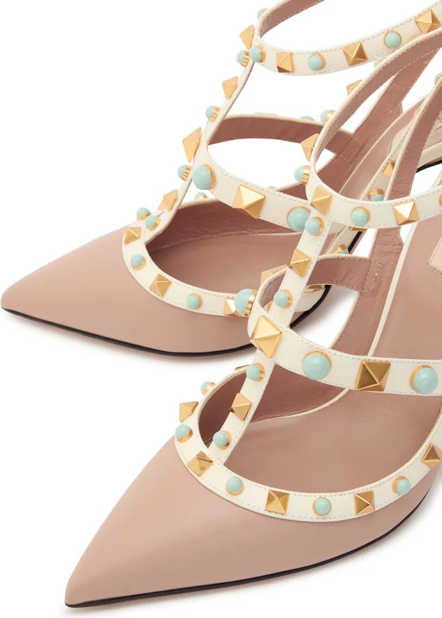 Valentino Garavani Rockstud 100 Embellished Leather Pumps - Image 3