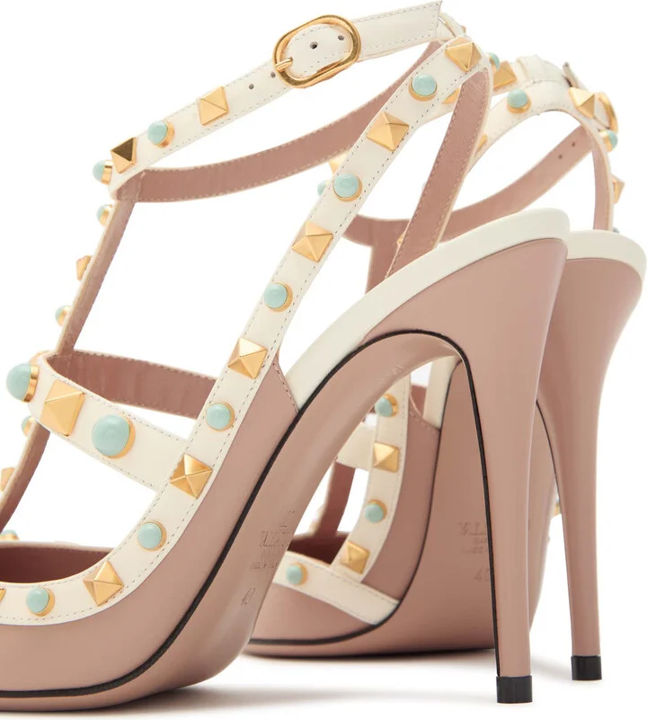 Valentino Garavani Rockstud 100 Embellished Leather Pumps - Image 4