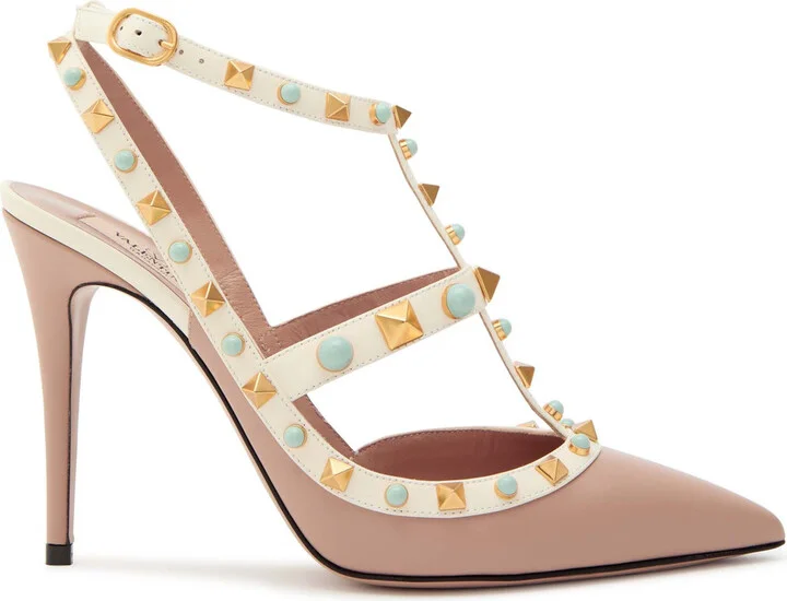 Valentino Garavani Rockstud 100 Embellished Leather Pumps