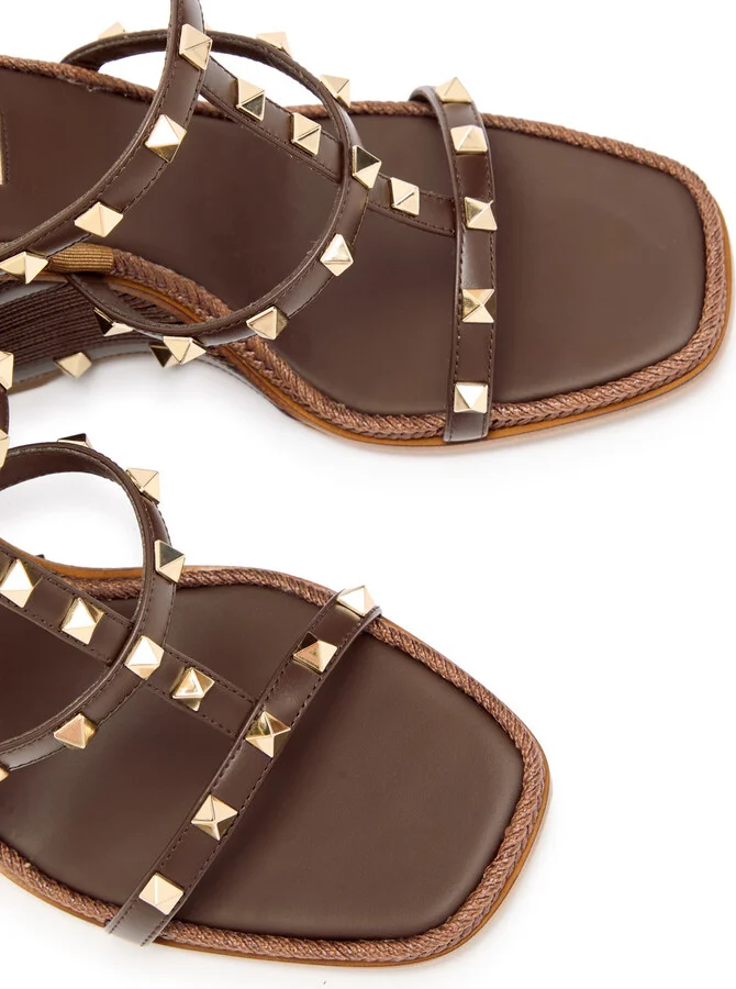 Valentino Garavani Rockstud 100 Leather Wedge Espadrilles - Image 3